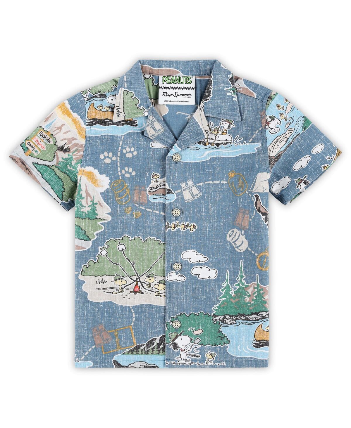 Reyn Spooner Toddler Blue Peanuts Beagle Scouts 50th Anniversary Cabana Set In Blue