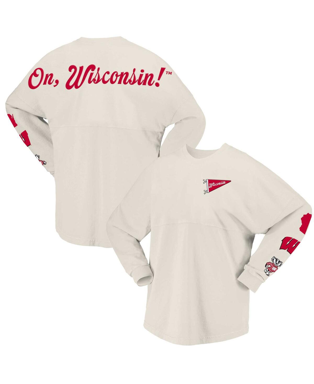 Spirit Jersey Women's Natural Wisconsin Badgers Local Long Sleeve T-shirt In White