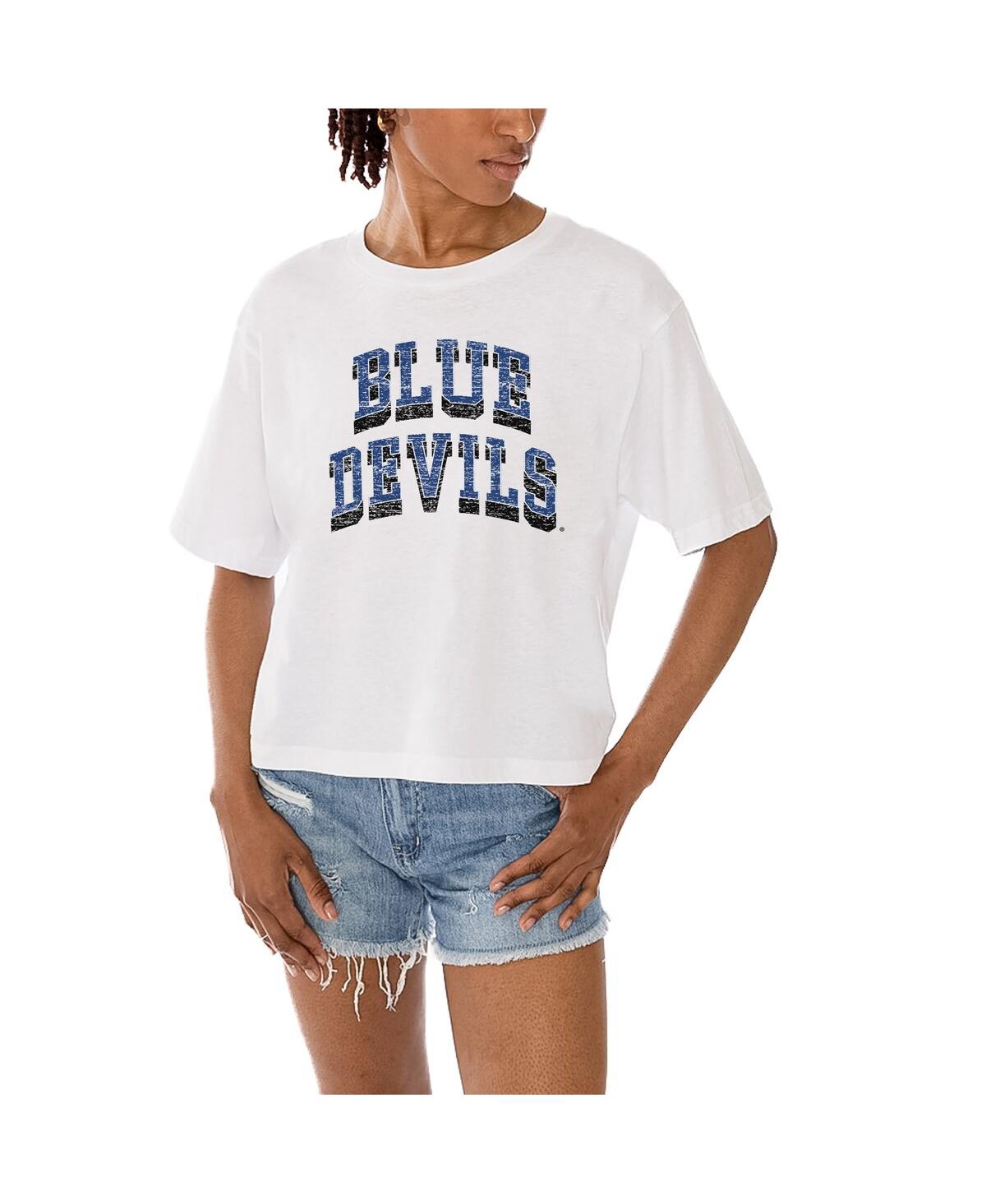 Gameday Couture Women's White Duke Blue Devils Claim To Fame Boxy Cropped T-Shirt