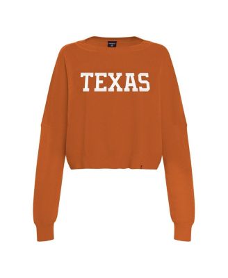 Women's Burnt Orange Texas Longhorns Oversized Cropped Ivy Knit Pullover Sweater