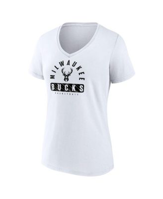 Women's White Milwaukee Bucks Bench Warmer V-Neck T-Shirt