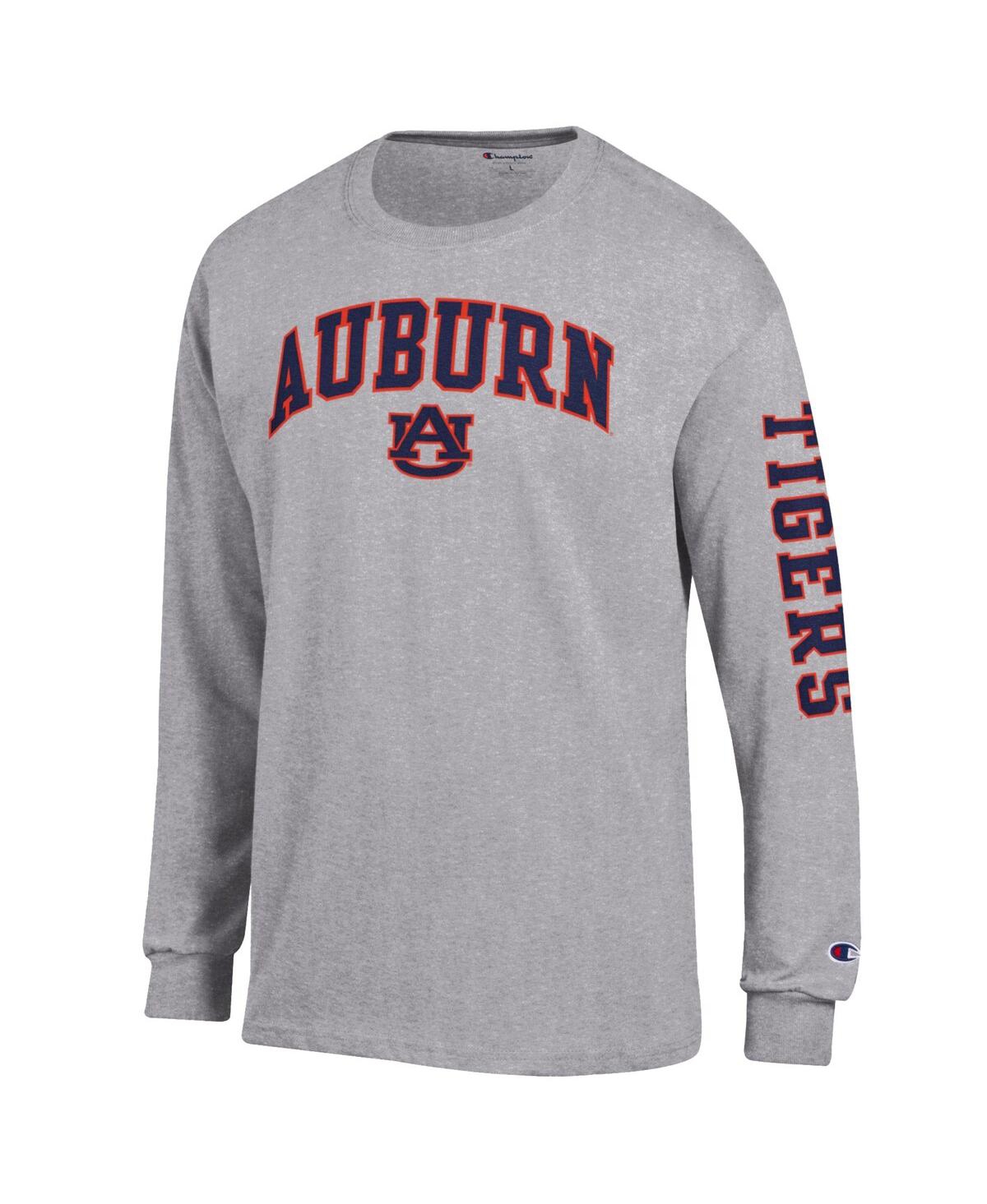 Champion Men's Heather Gray Auburn Tigers Arch Over Logo 2-hit Long Sleeve T-shirt In Gray