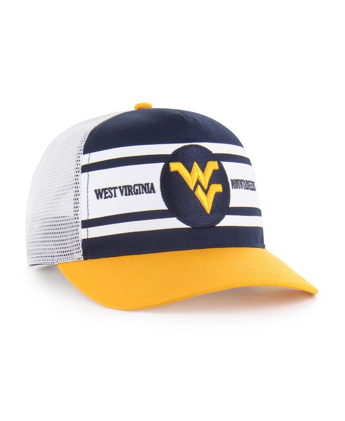 47 Brand Big Boys And Girls Navy/gold West Virginia Mountaineers Super Stripe Hitch Adjustable Trucker Hat In Multi