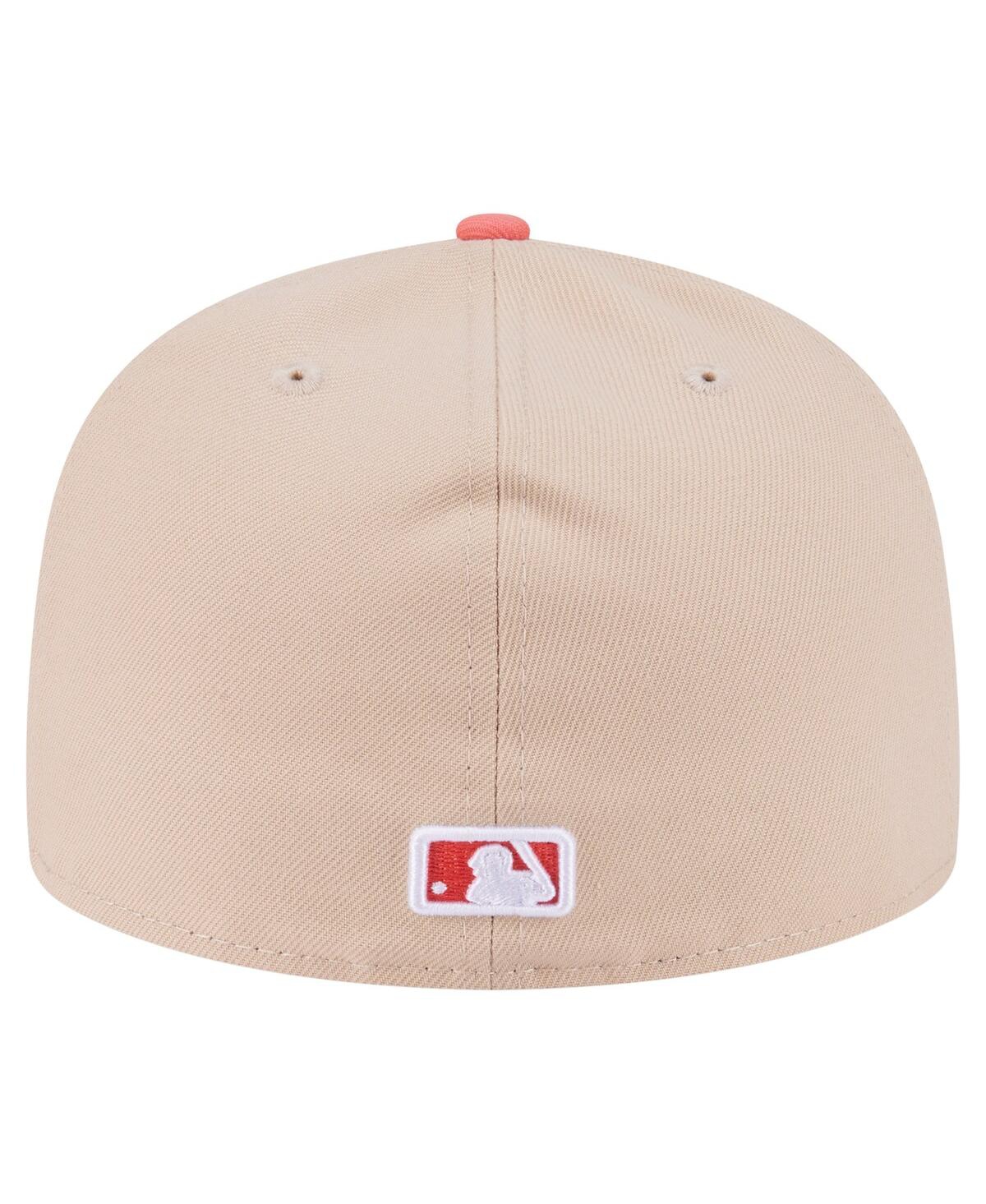 New Era Men's Light Beige/coral Los Angeles Angels Two-tone Color Pack A-frame 59fifty Fitted Hat