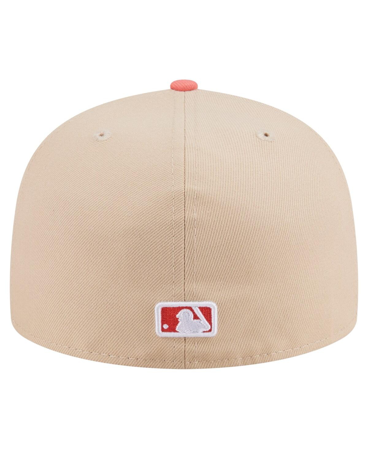 New Era Men's Light Beige/coral Milwaukee Brewers Two-tone Color Pack A-frame 59fifty Fitted Hat