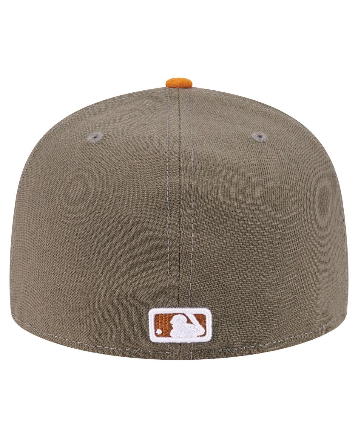 New Era Men's Olive/orange Atlanta Braves Two-tone Color Pack A-frame 59fifty Fitted Hat