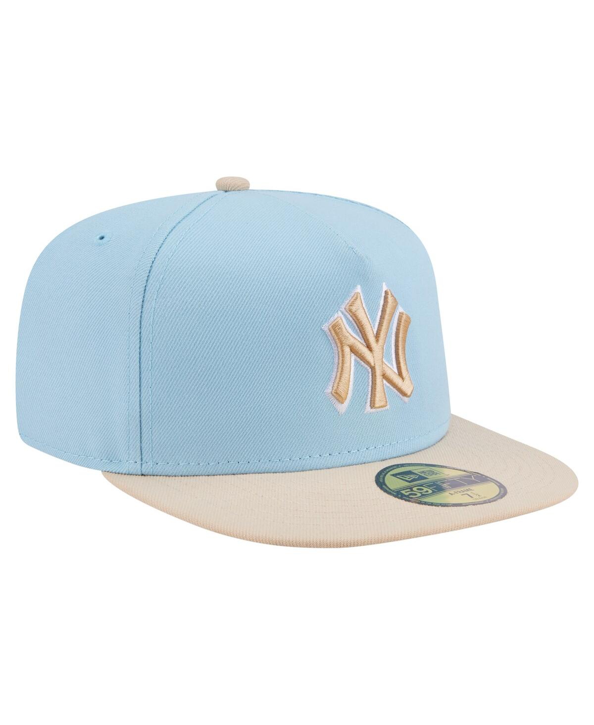 New Era Men's Light Blue/cream New York Yankees Two-tone Color Pack A-frame 59fifty Fitted Hat In Blue