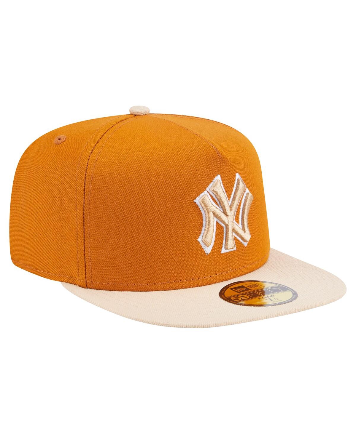 New Era Men's Orange/light Beige New York Yankees Two-tone Color Pack A-frame 59fifty Fitted Hat