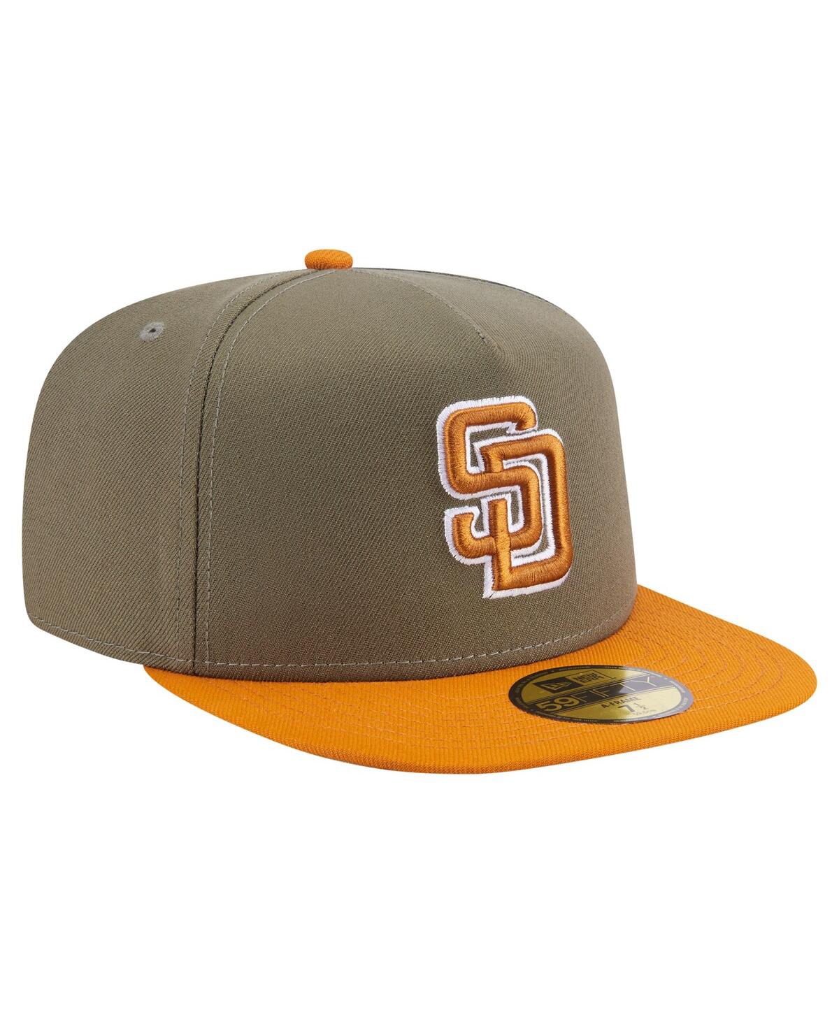 New Era Men's Olive/orange San Diego Padres Two-tone Color Pack A-frame 59fifty Fitted Hat