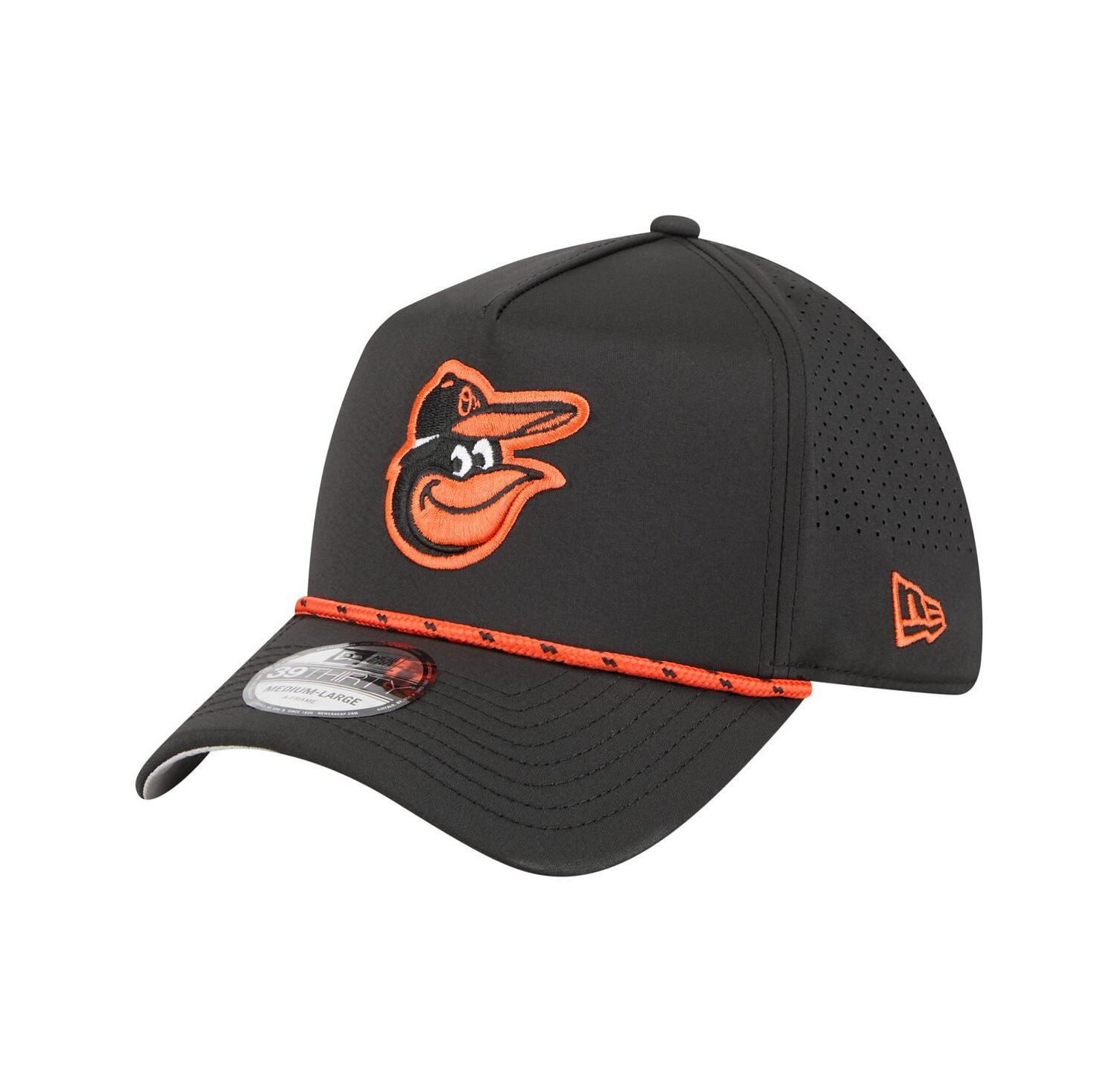 Men's Black Baltimore Orioles 39THIRTY A-Frame Perforated Flex Hat