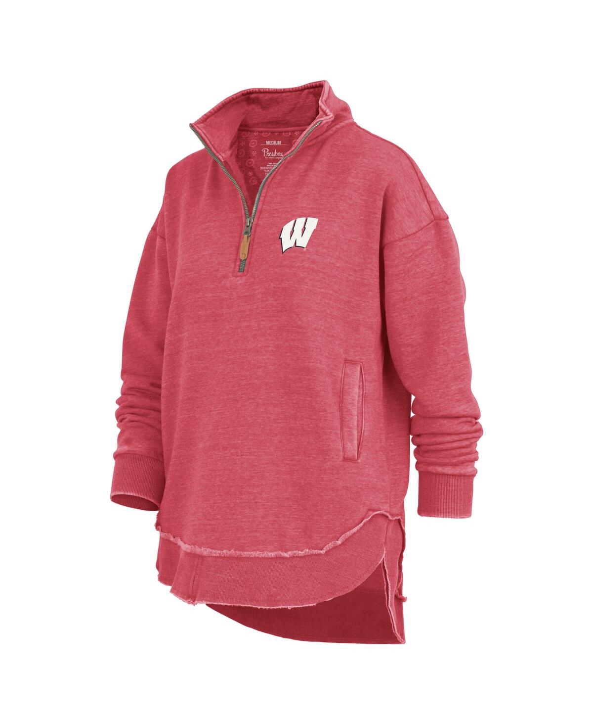 Pressbox Red Wisconsin Badgers Northfork Sojourn Poncho Quarter-zip Sweatshirt In Pink