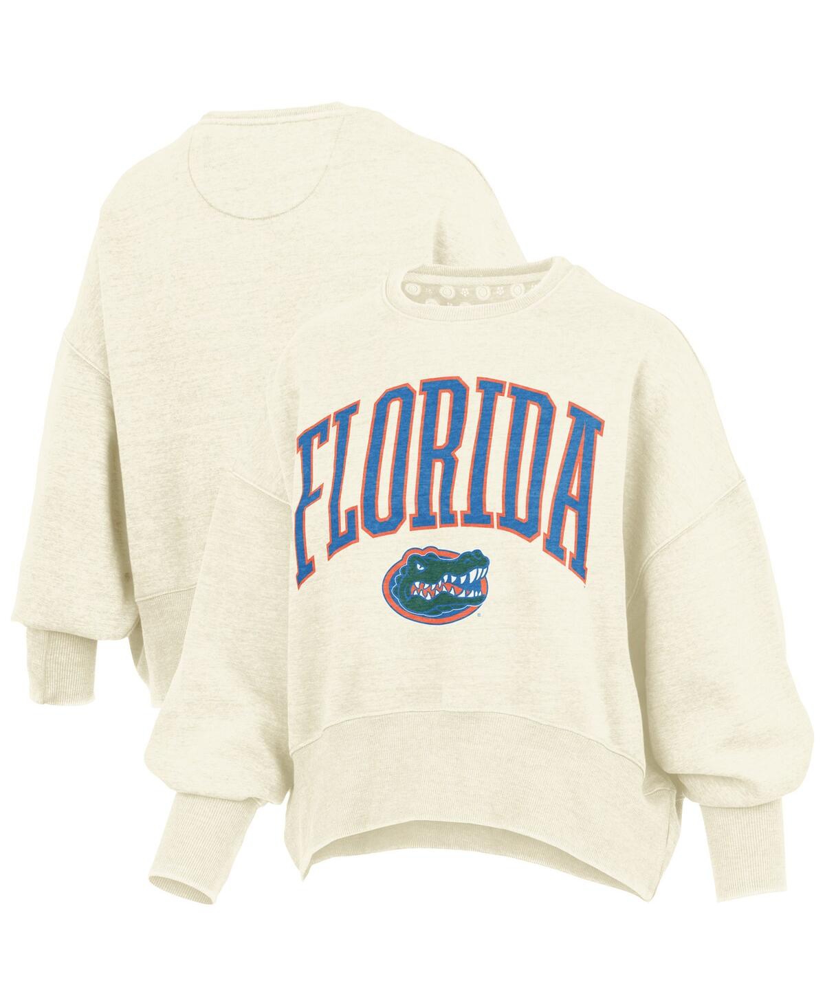 Pressbox Natural Florida Gators Oversized Waist-length Crewneck Sweatshirt In White