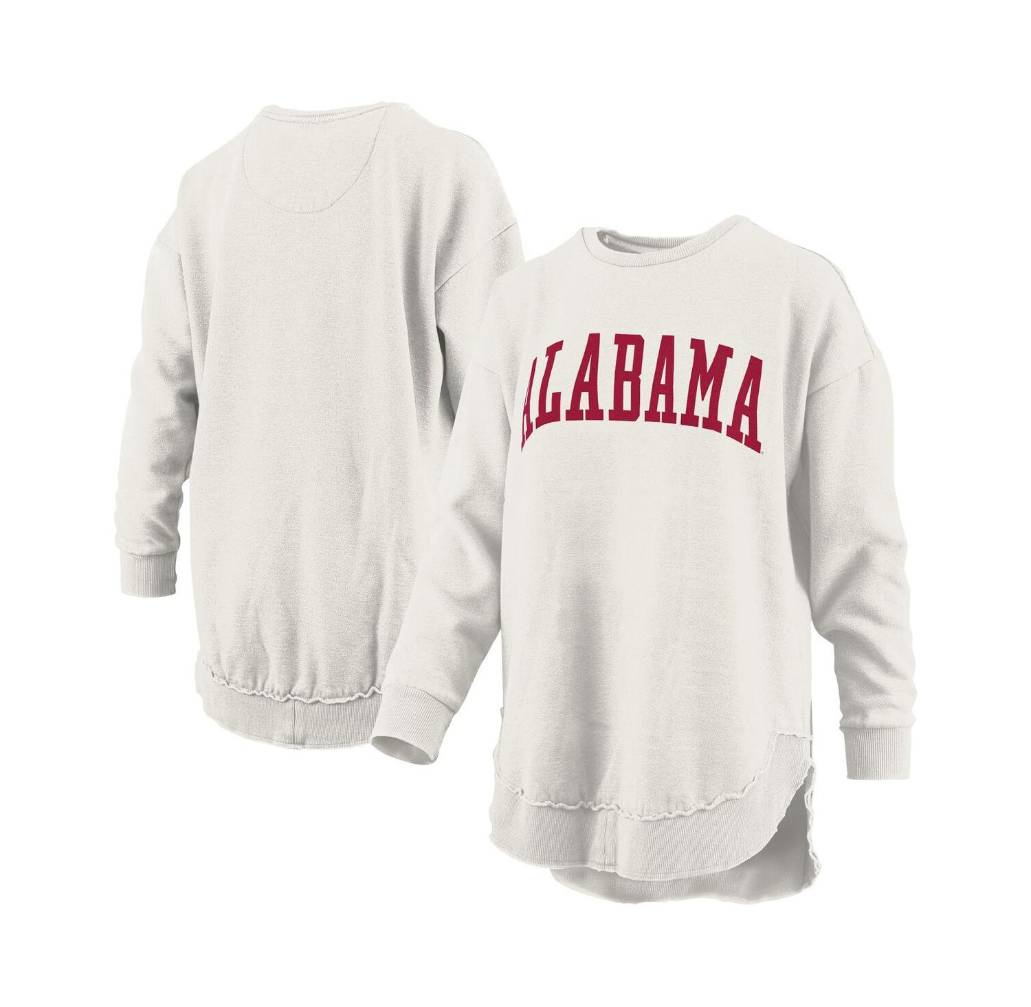 Women's Oatmeal Alabama Crimson Tide M&eacute;lange Poncho Vintage Fleece Long Sleeve Pullover Sweatshirt