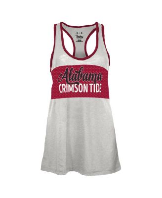 Women's White/Crimson Alabama Crimson Tide Tracy Racerback Burnout Tank Top