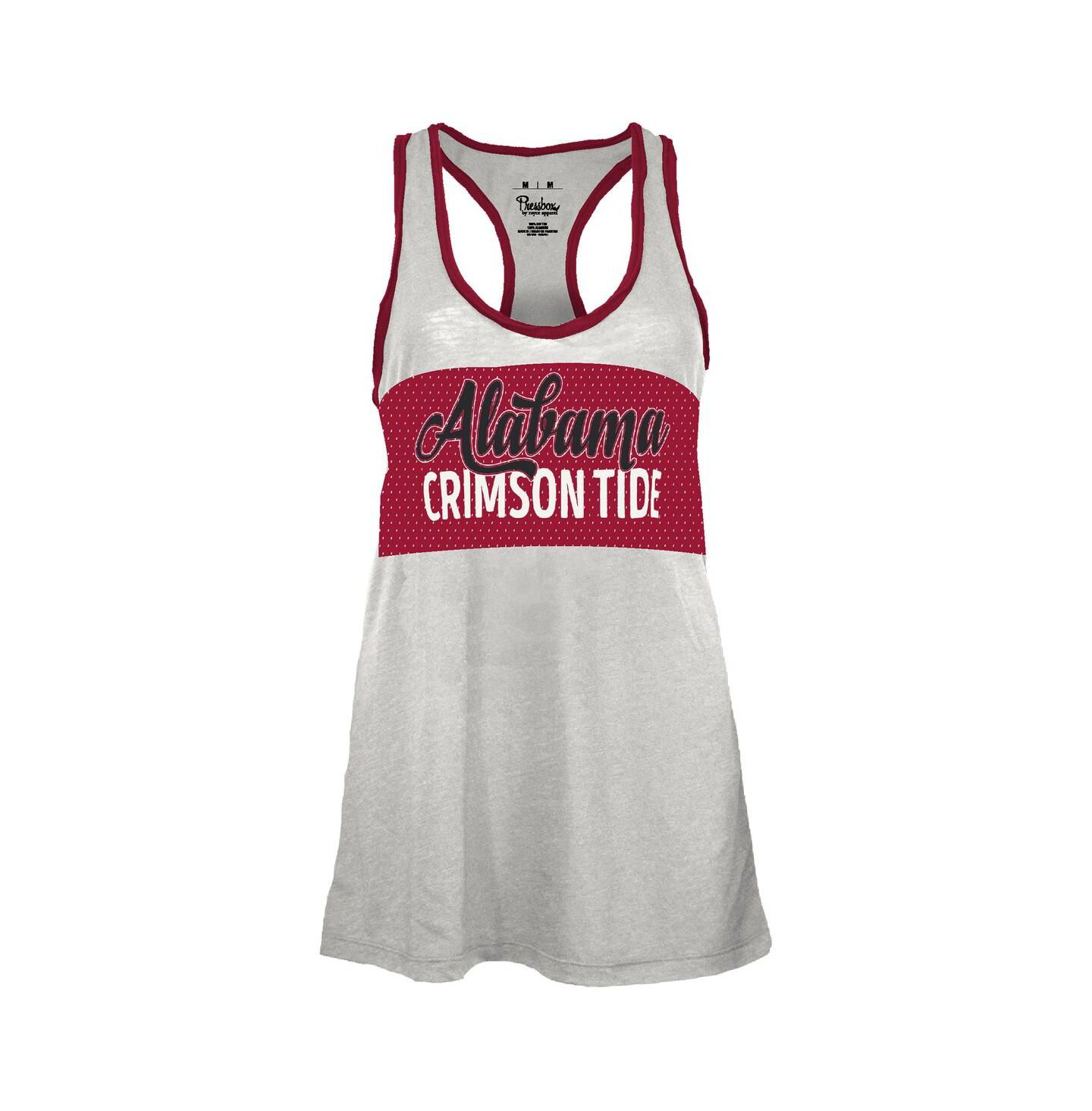 Женский топ Pressbox White/Crimson Alabama Crimson Tide Tracy Racerback Burnout — фото 3