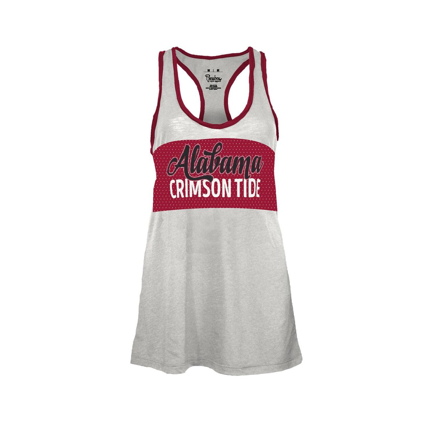 Women's White/Crimson Alabama Crimson Tide Tracy Racerback Burnout Tank Top