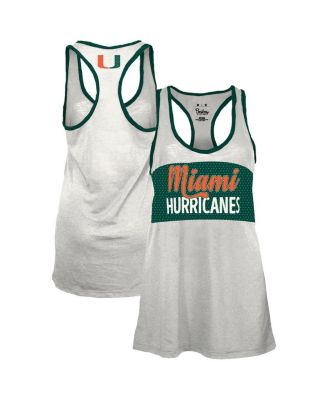 Pressbox - Women's White/Green Miami Hurricanes Tracy Racerback Burnout Tank Top