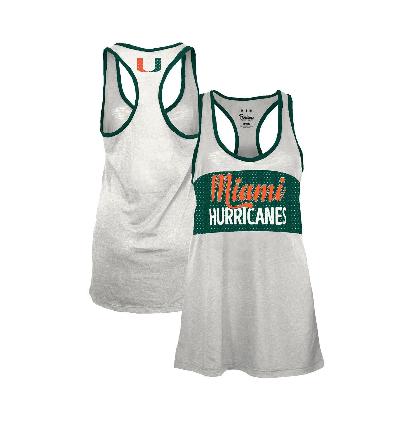 Женский топ Pressbox White/Green Miami Hurricanes Tracy Racerback Burnout — фото 1