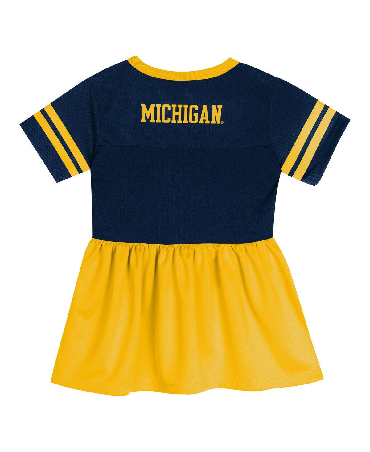 Outerstuff Toddler Navy/maize Michigan Wolverines Stadium Lights Fashion Jersey Dress In Yellow
