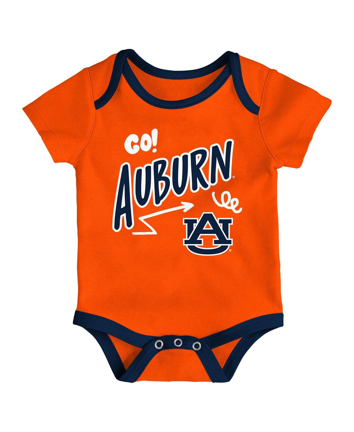 Outerstuff Baby Boys And Girls 3-pack Auburn Tigers All Day Play Bodysuit Set In Multi
