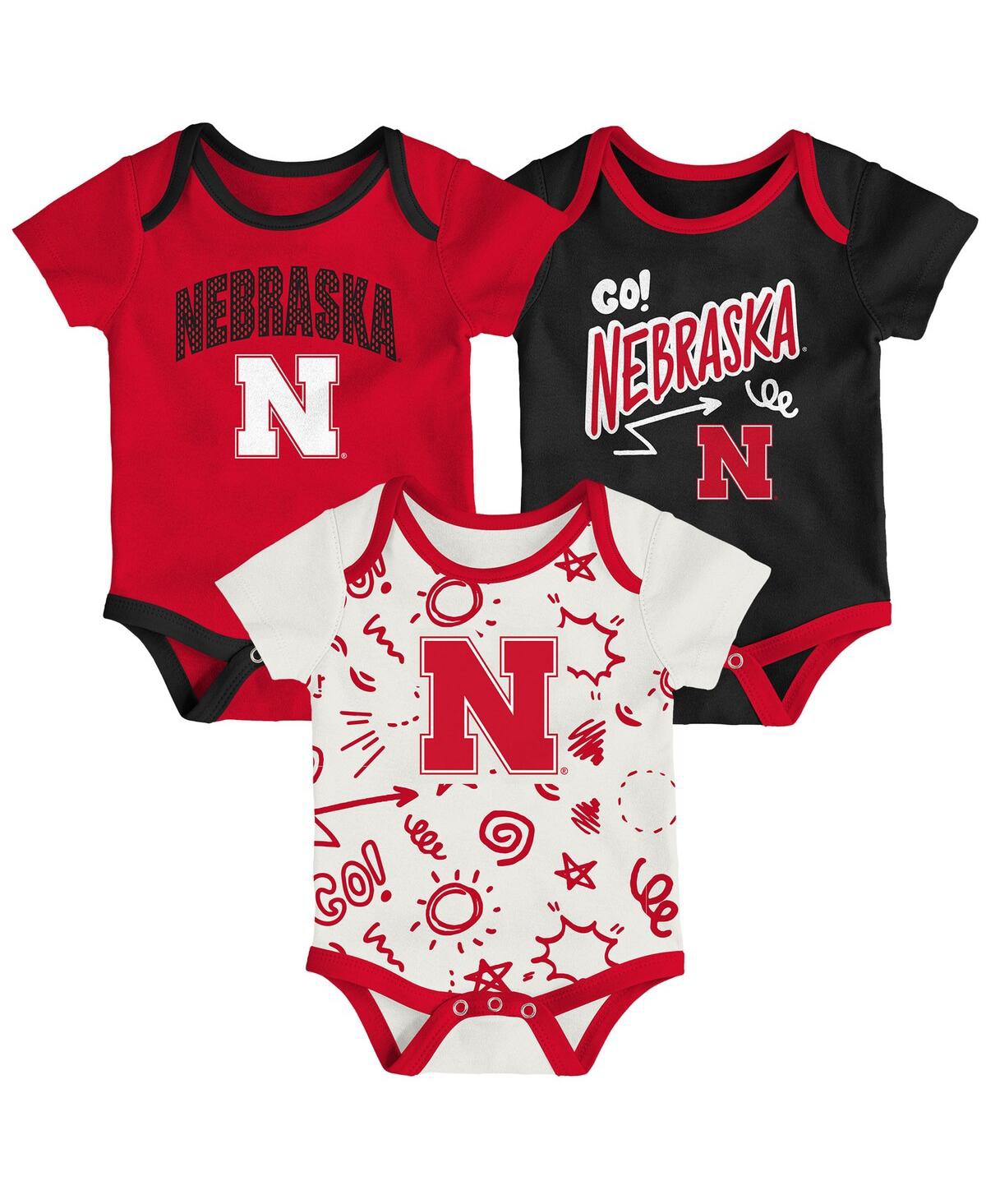 Outerstuff Baby Boys And Girls 3-piece Nebraska Huskers All Day Play Bodysuit Set In Red