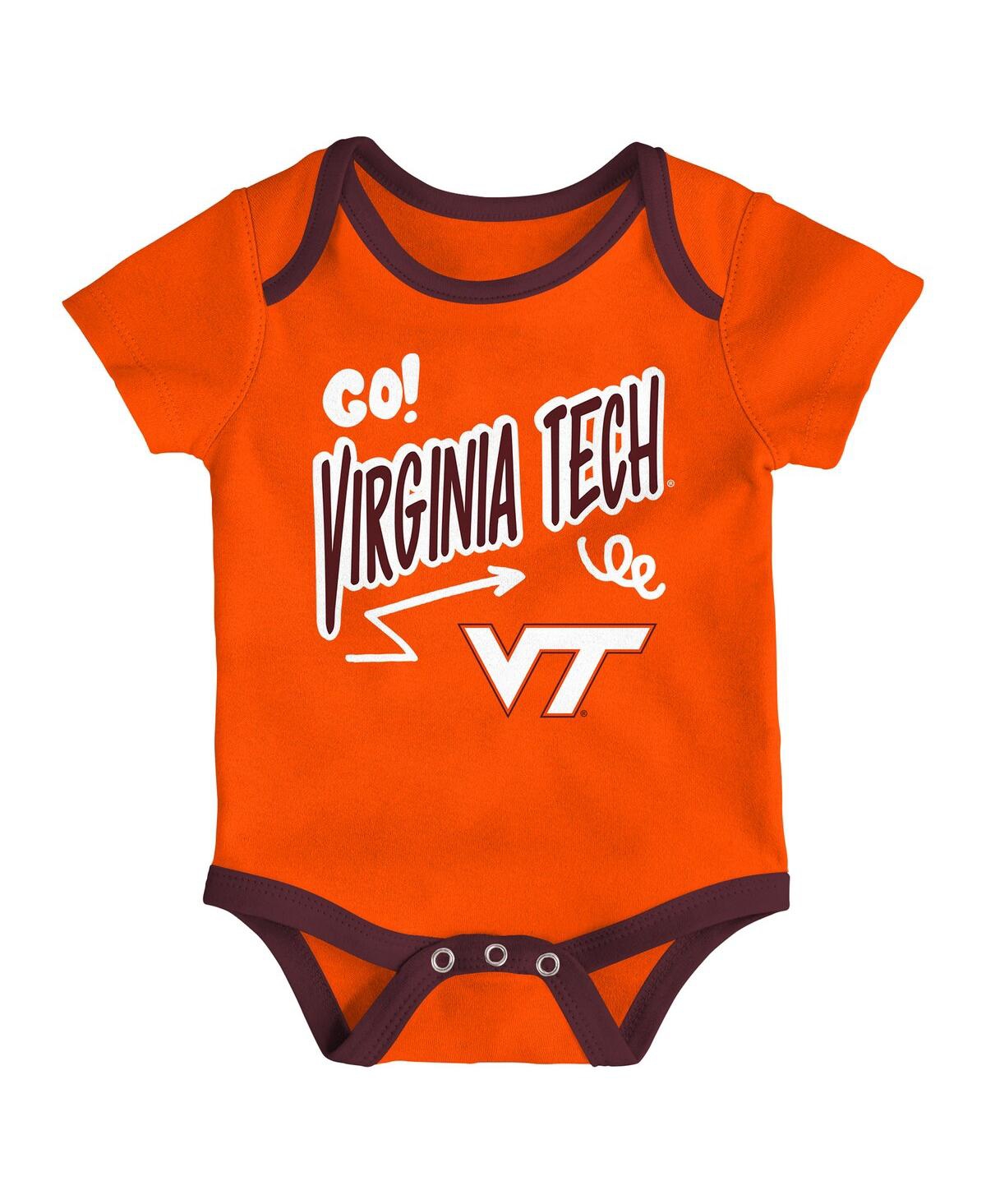 Outerstuff Baby Boys And Girls 3-pack Virginia Tech Hokies All Day Play Bodysuit Set In Orange