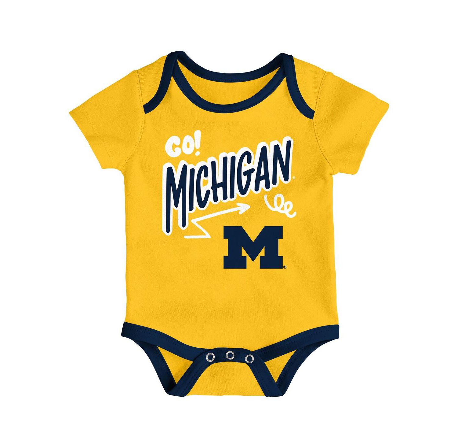 Baby Boys and Girls Outerstuff Michigan Wolverines All Day Play 3-Piece Bodysuit Set