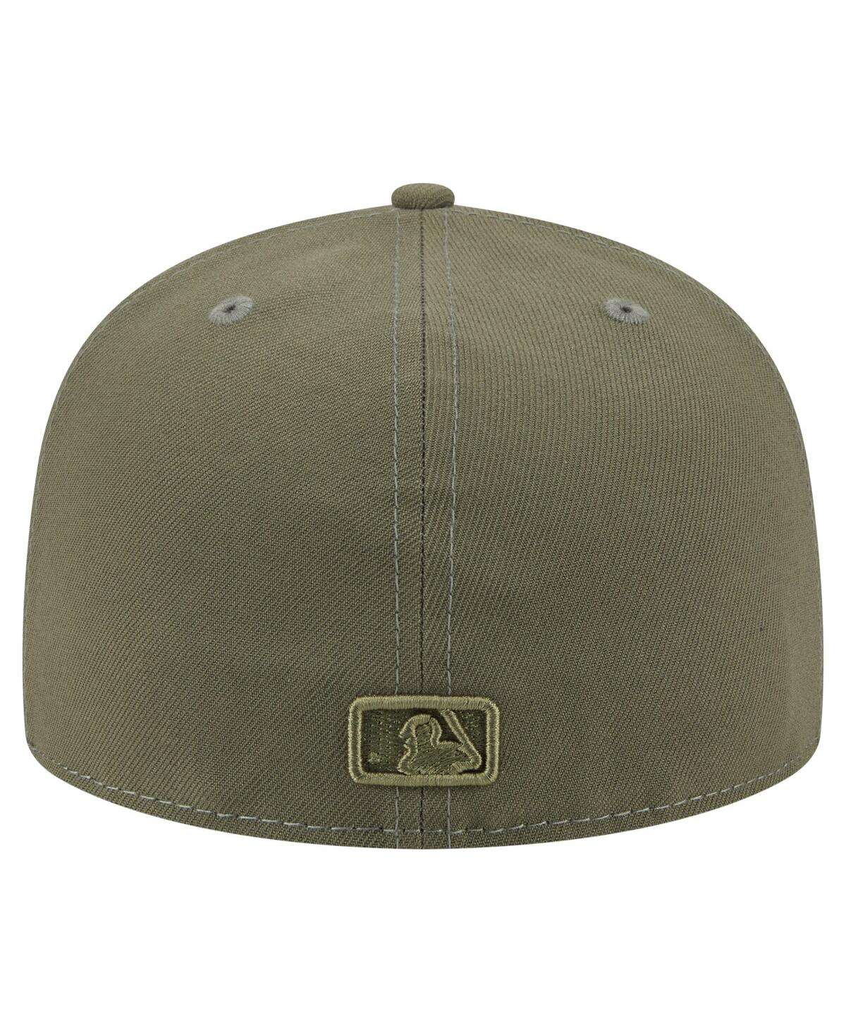 New Era Men's Olive Los Angeles Dodgers Color Pack A-frame 59fifty Fitted Hat In Green