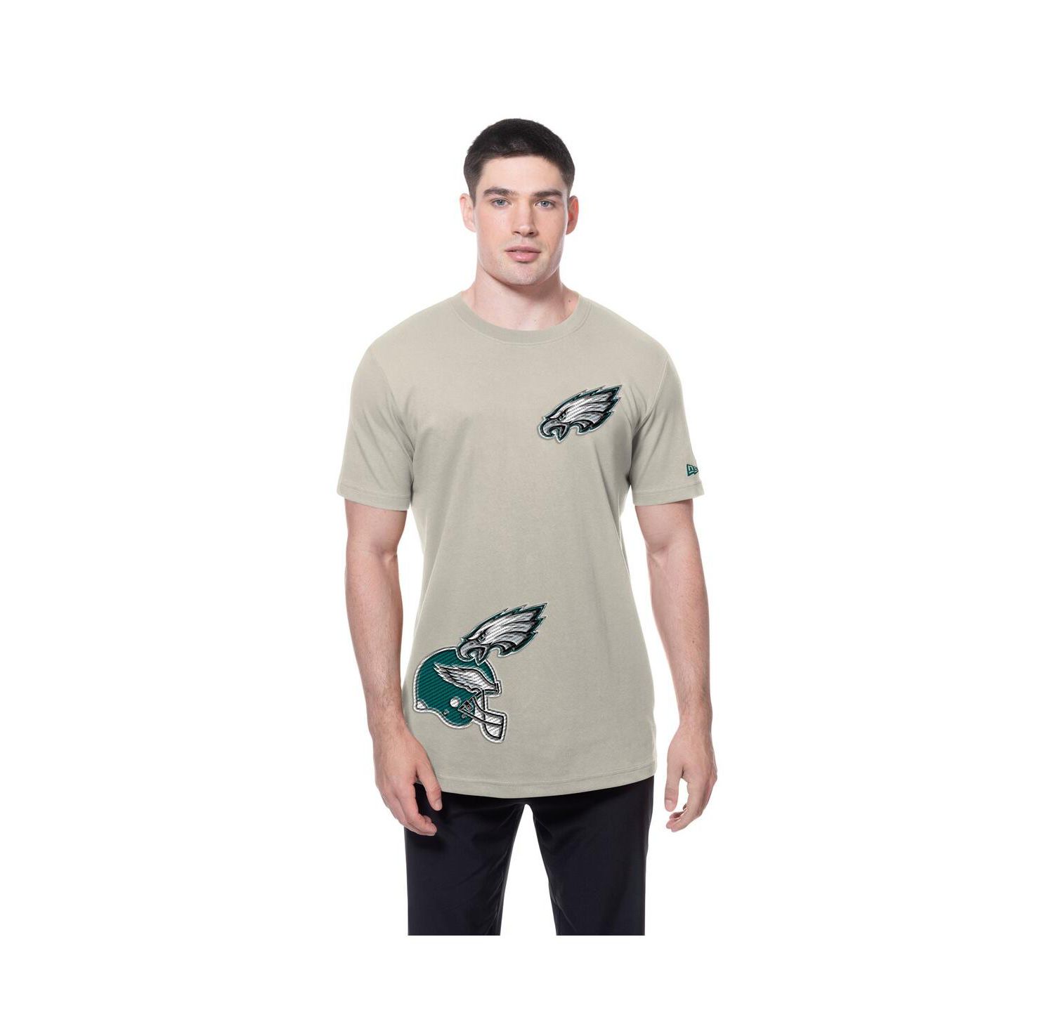 Men's Light Beige Philadelphia Eagles Multi Patch T-Shirt