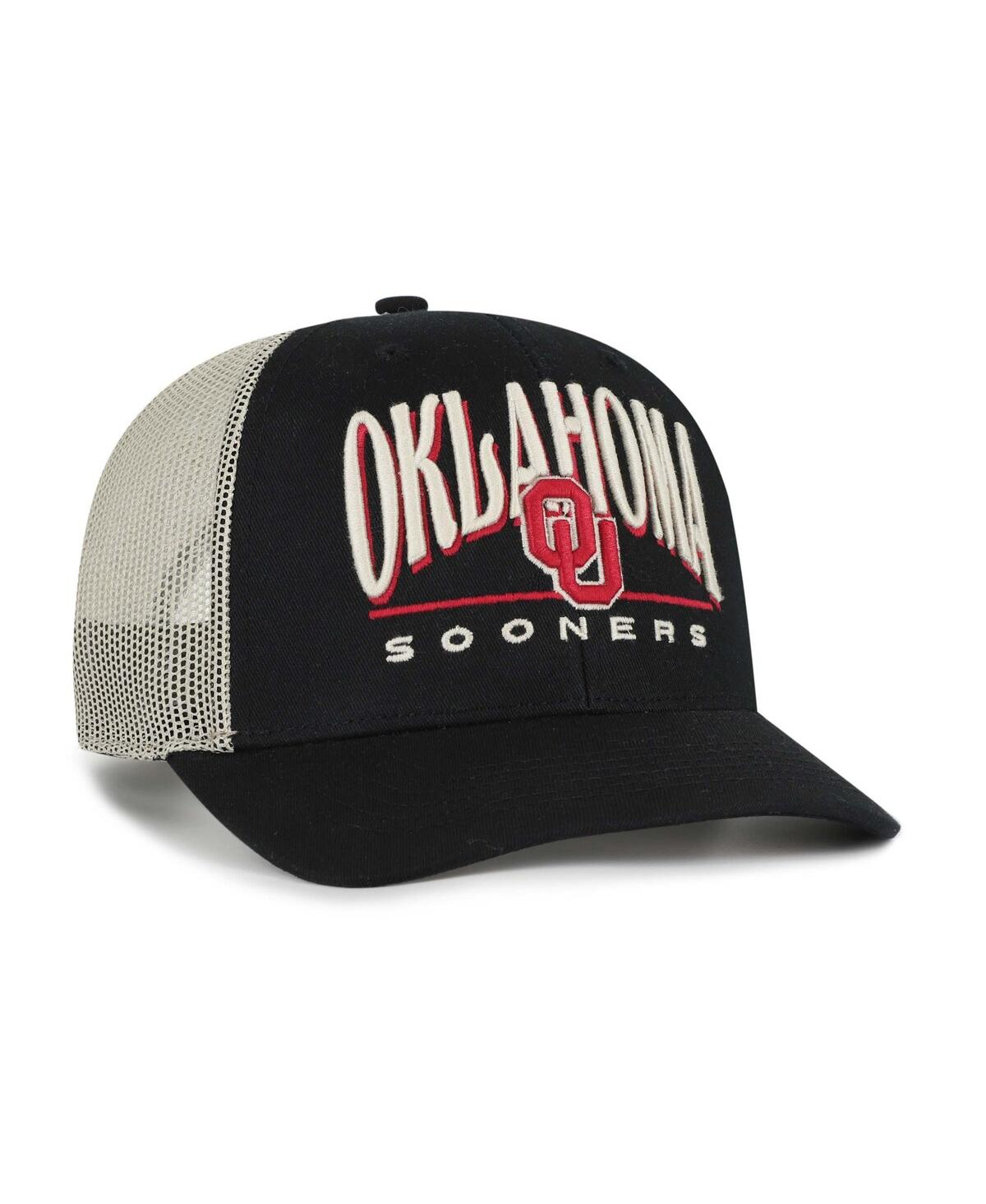 47 Brand Men's Black Oklahoma Sooners Arid Adjustable Trucker Hat In Black