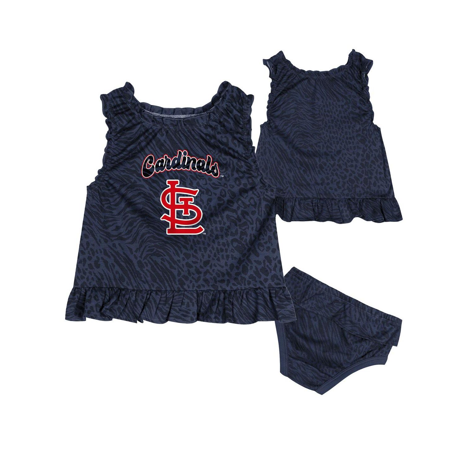 Baby Boys and Girls Navy St. Louis Cardinals Playground Dress Bloomers Set