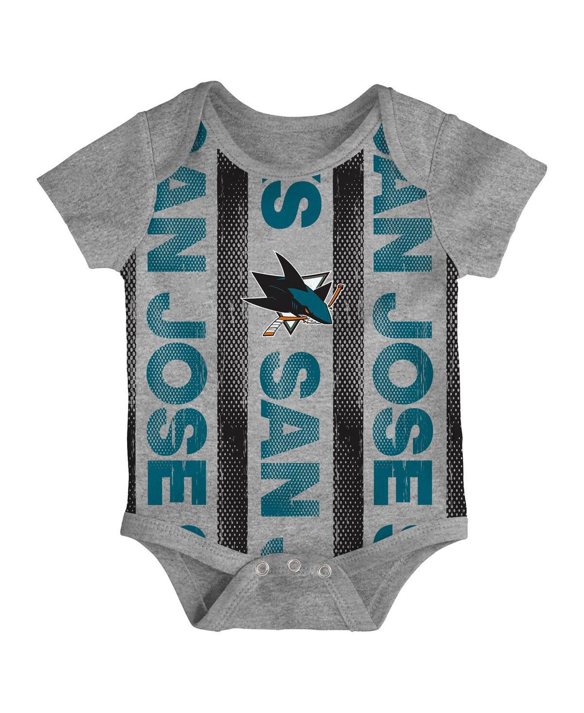Outerstuff Newborn 3-pack San Jose Sharks Loyal Buddies Bodysuit Set In Multi