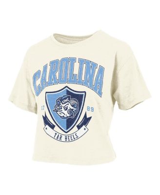 Women's Cream North Carolina Tar Heels Buckler Vintage Cropped T-Shirt