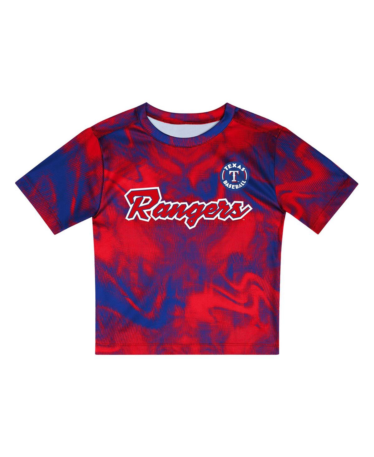 Outerstuff Toddler 2-piece Red/royal Texas Rangers Pinch Hitter Infielder T-shirt And Shorts Set In Blue