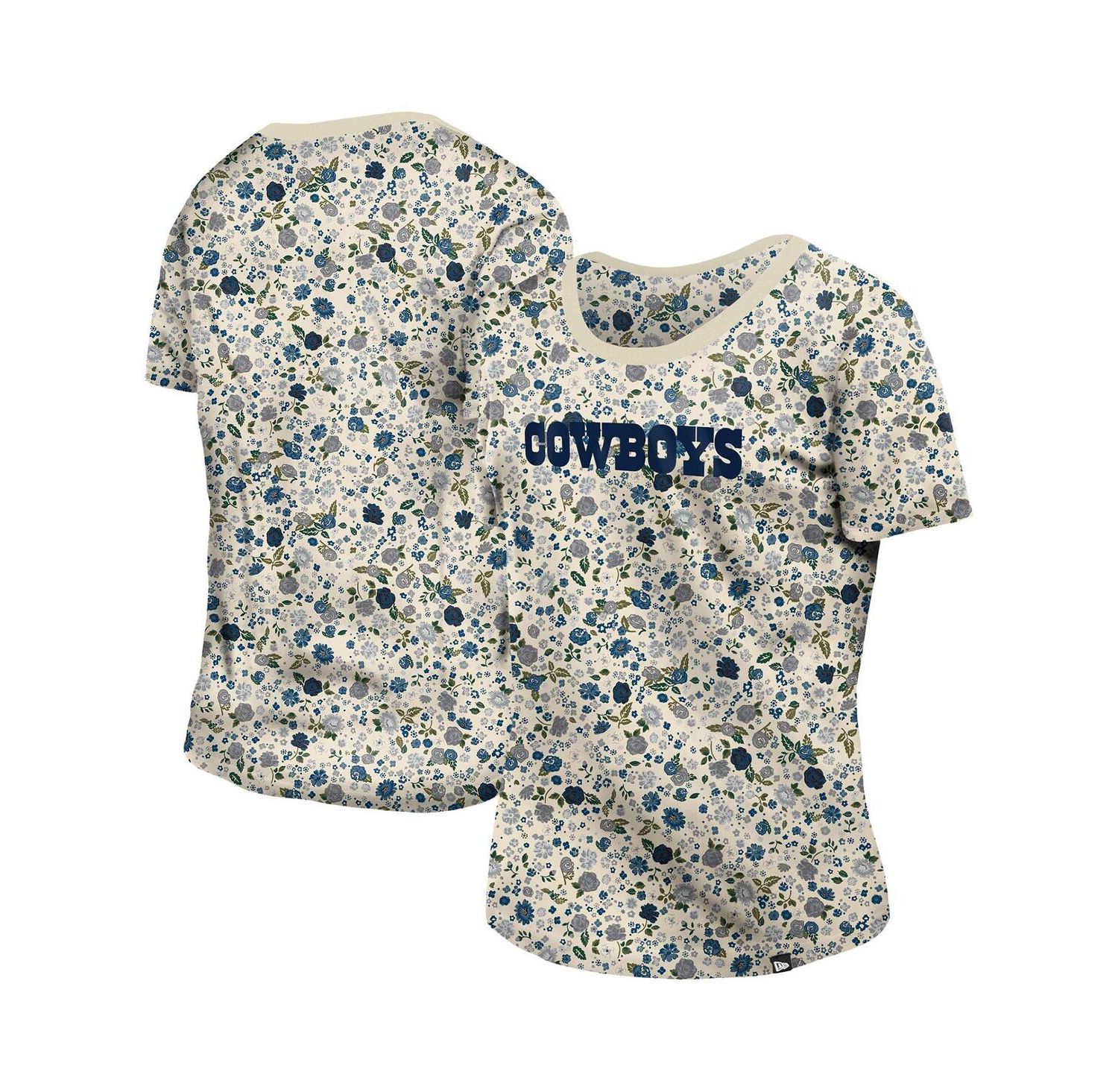 Women's Cream Dallas Cowboys Glam Game Floral T-Shirt