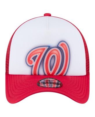Toddler White/Red Washington Nationals Painted A-Frame 9FORTY Trucker Adjustable Hat