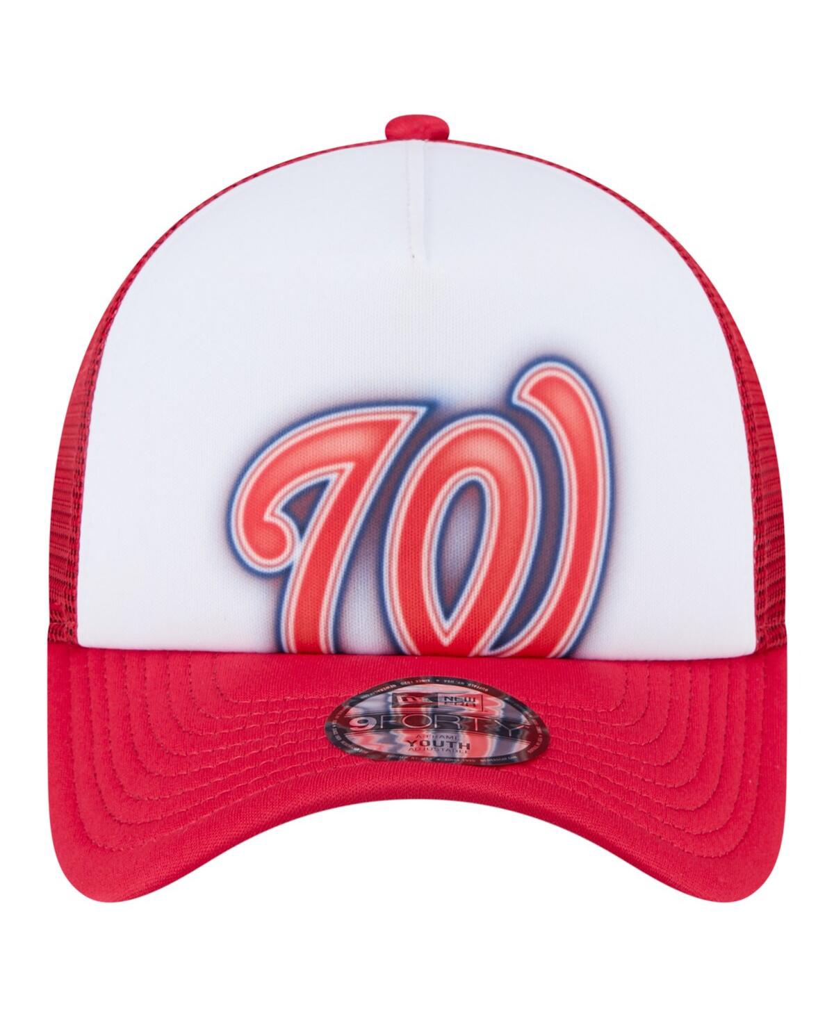 New Era Toddler White/red Washington Nationals Painted A-frame 9forty Trucker Adjustable Hat In Red