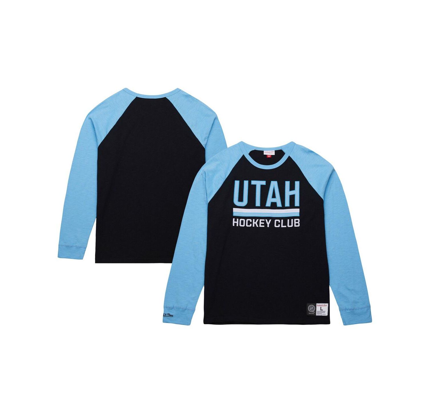Men's Black/Light Blue Utah Mammoth Legendary Slub Long Sleeve Raglan T-Shirt