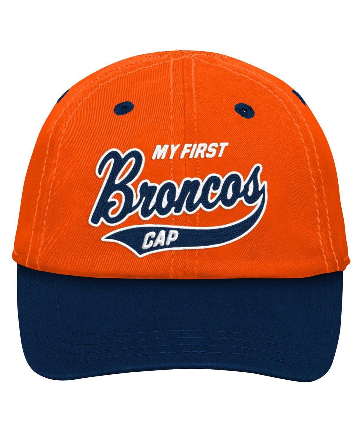 Outerstuff Baby Boys And Girls Orange/navy Denver Broncos My First Tail Sweep Slouch Flex Hat In Pattern