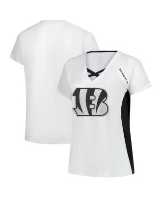 Fanatics - Women's White Cincinnati Bengals Plus Size Glitter Lace-Up V-Neck T-Shirt