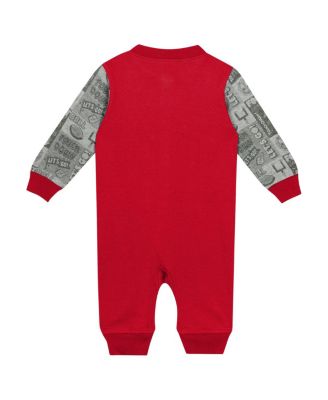 Baby Boys and Girls Red Wisconsin Badgers Playbook Color Block Long Sleeve Coveralls