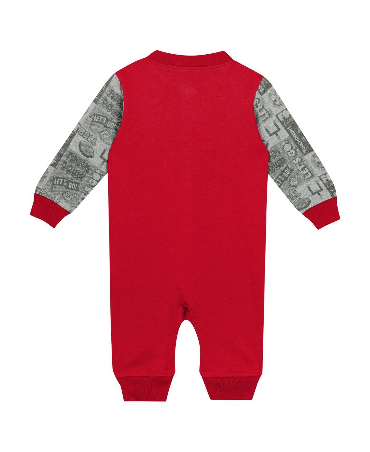 Outerstuff Baby Boys And Girls Red Wisconsin Badgers Playbook Color Block Long Sleeve Coveralls In Red