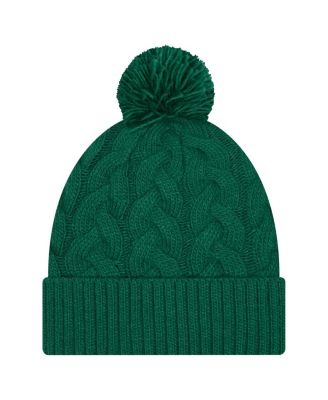 Women's Green New York Jets Cable Cuffed Knit with Pom Hat