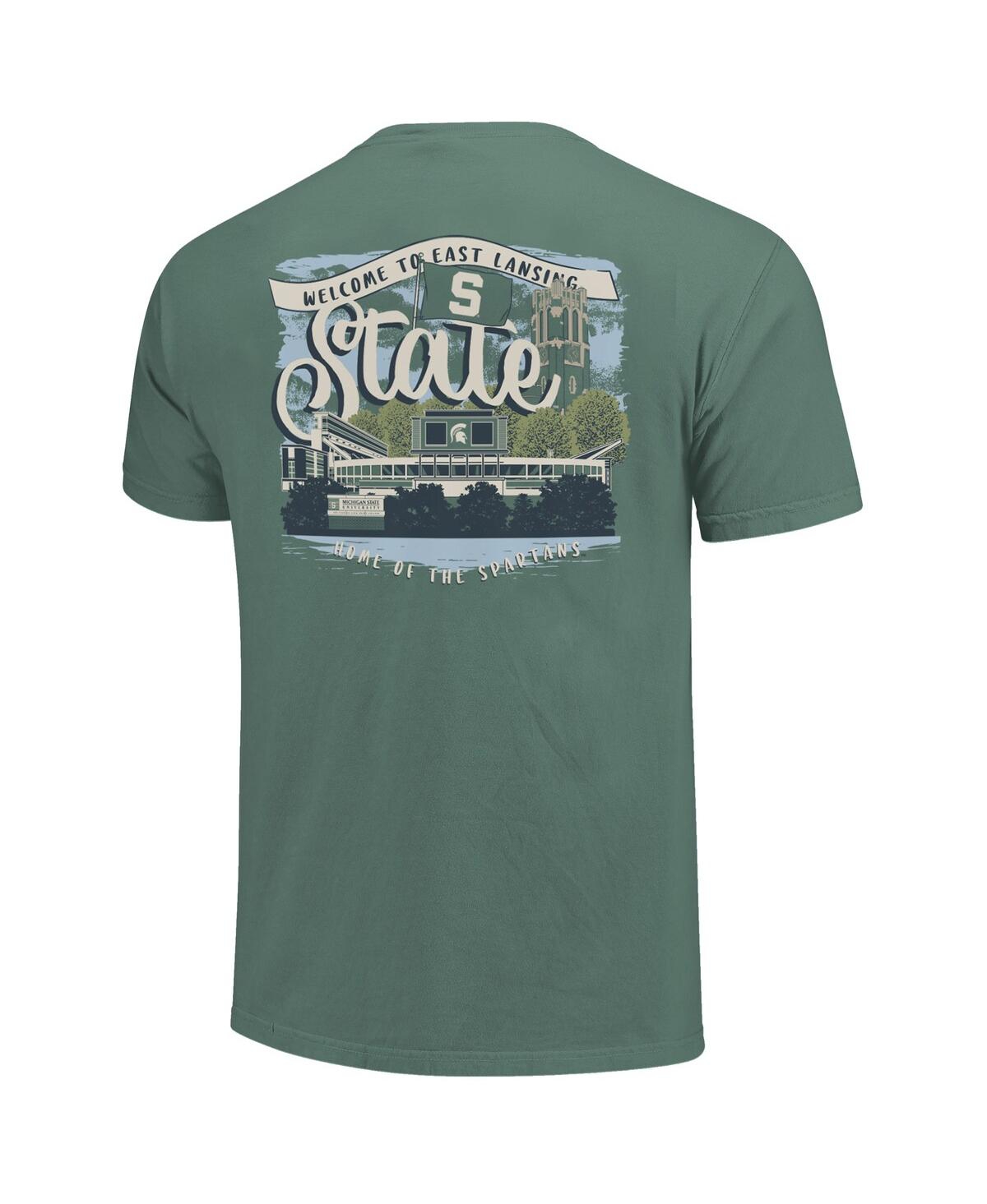 Image One Women's Green Michigan State Spartans Comfort Colors Campus Scene Drawing Script T-shirt In Green