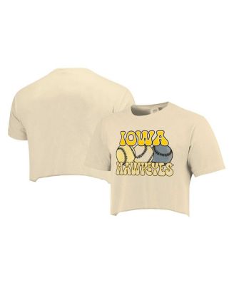 Women's Natural Iowa Hawkeyes Comfort Colors Baseball Cropped T-Shirt