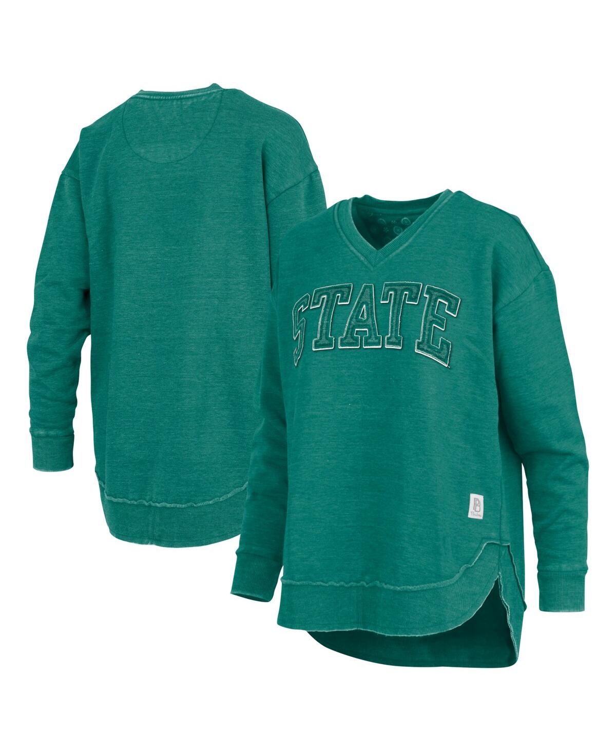 Pressbox Women's Green Michigan State Spartans Westin Poncho V-neck Pullover Sweatshirt In Green
