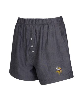 Women's 2-Pack Black Minnesota Vikings Stripes and Solids Boxer Shorts Set