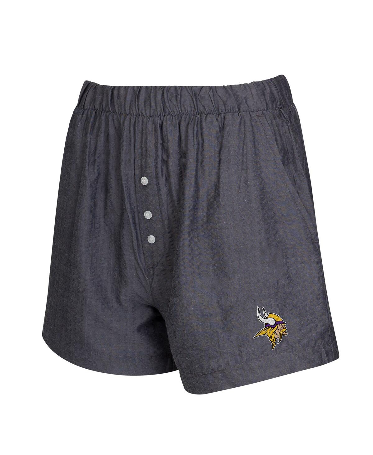 Concepts Sport Women's 2-pack Black Minnesota Vikings Stripes And Solids Boxer Shorts Set In Multi