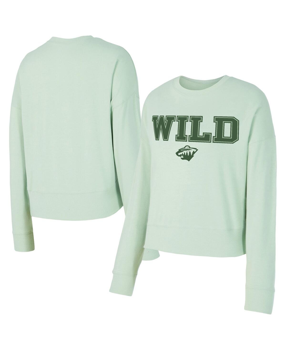 Concepts Sport Women's Light Green Minnesota Wild Tonal Pullover Tri-blend Sweatshirt In Green