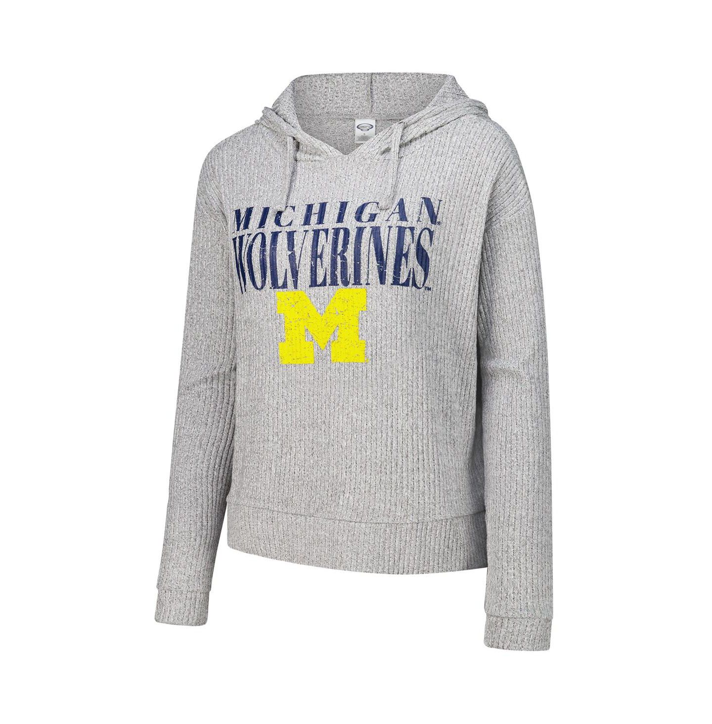 Женское худи Concepts Sport Heather Gray Michigan Wolverines Juniper Soft Modest Cropped Long Sleeve Top — фото 3